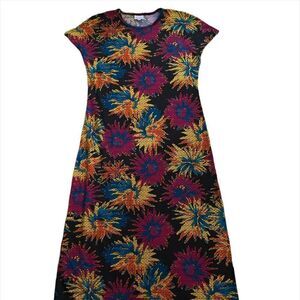 Lularoe Womens Multicolor Floral Cap Sleeve Maxi Dress Size Medium